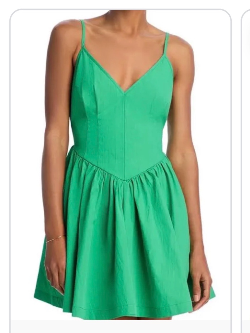 Aqua Bright Green Spaghetti-Strap V-Neck Mini Dress